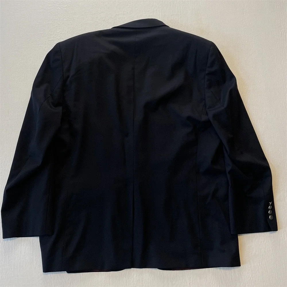 Paul Dione 48L Navy‎ Blue Silver Button Wynnwood Wool Blazer Sport Coat Jacket